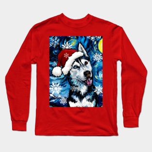 Happy Husky Santa Long Sleeve T-Shirt